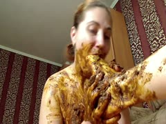 Poop and feet lover licking shit